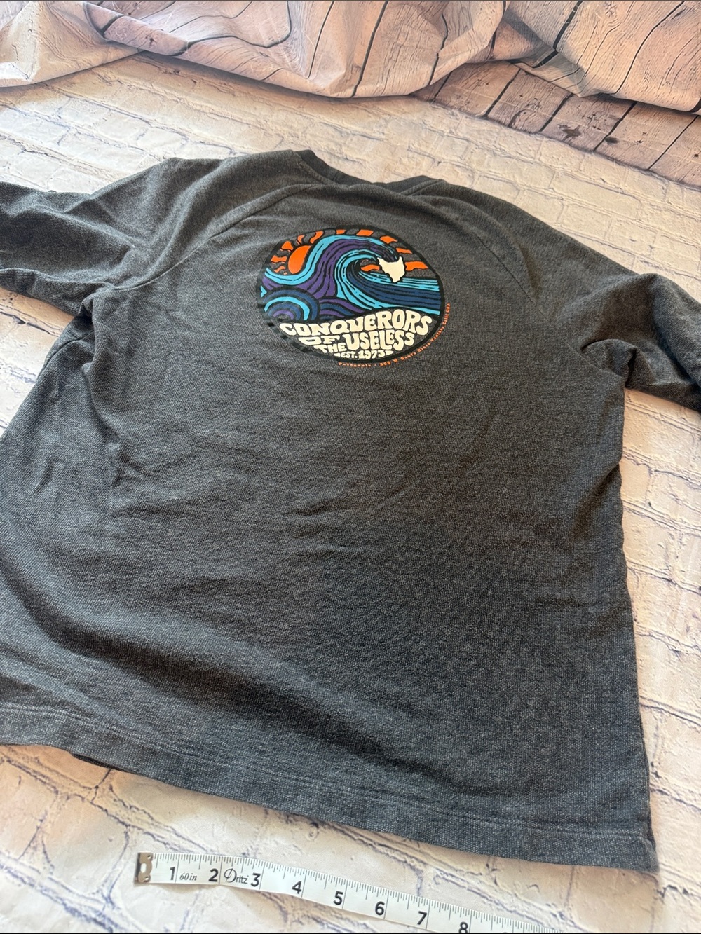 Patagonia Organic Cotton Graphic Long-Sleeve Men's Shirt - Wave Logo | M | EUC
